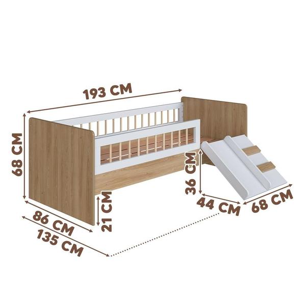 Imagem de Cama Com Colchão Ortobom Solteiro Montessoriana Oak Branco Shop JM