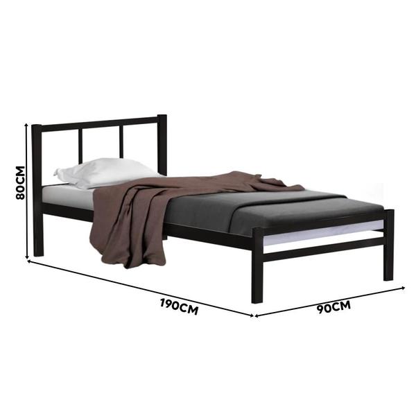 Imagem de Cama De Aço Solteiro Tubular 0.88 Preto Jane Shop JM