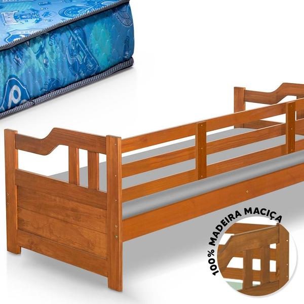 Imagem de Cama De Babá Madeira Maciça Solteiro Imbuia Amsterdã Shop JM Com Colchão Gazin