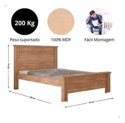 Imagem de Cama De Casal 100% Mdf Branco Montreal Lanza Qualidade