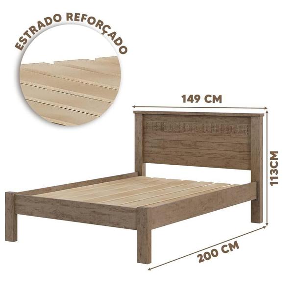 Imagem de Cama De Casal 149x200 Com Cabeceira 100% MDF Castanho Dubai Fênix