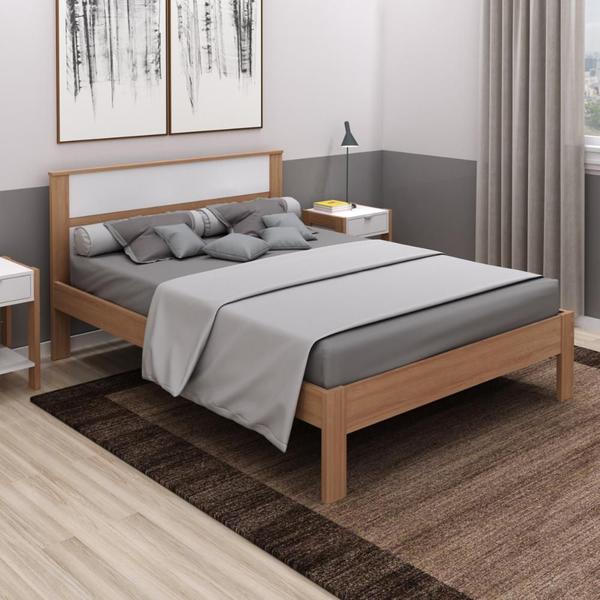 Imagem de Cama de Casal CM8005 Amêndoa/Branco Tecnomobili