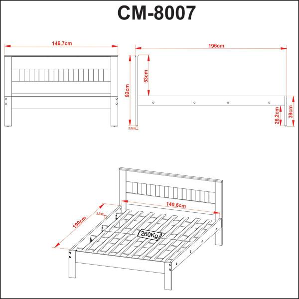 Imagem de Cama de Casal CM8007 Nogal /Branco Tecnomobili