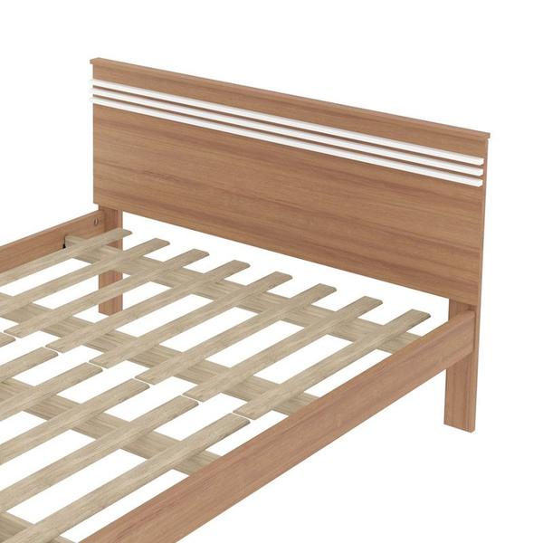 Imagem de Cama de Casal CM8009 Para Colchão de 138x188cm Amêndoa/Branco Tecnomobili