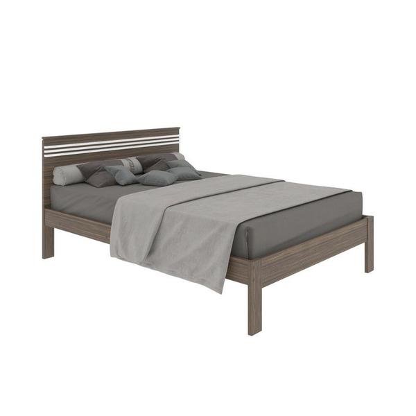 Imagem de Cama de Casal CM8009 Para Colchão de 138x188cm Nogal/Branco Tecnomobili