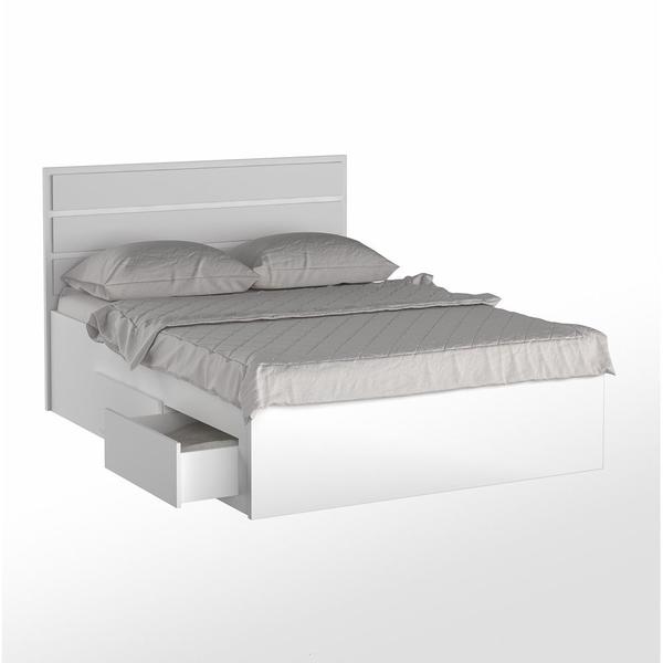 Imagem de Cama de Casal com Cabeceira 147cm 4 Gavetas Dreams F04 Branco - Mpozenato