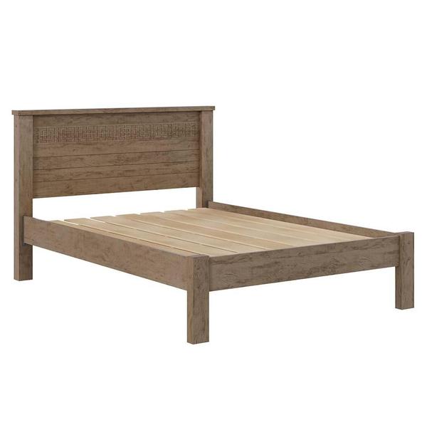 Imagem de Cama De Casal Com Estrado Reforçado Castanho Pavi Shop Jm