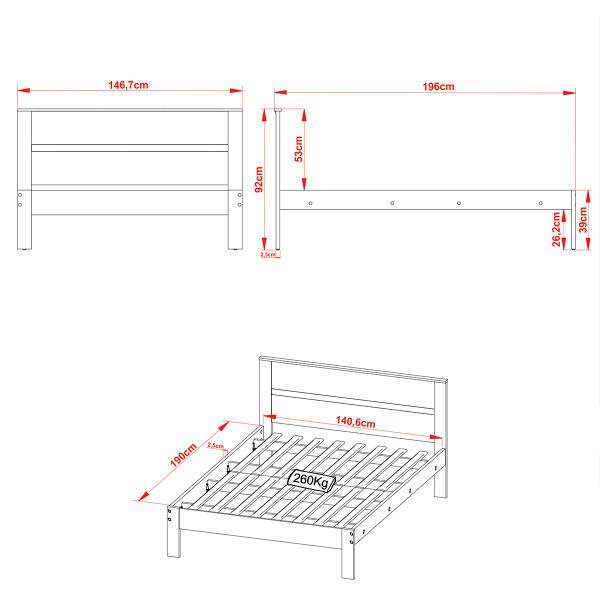 Imagem de Cama de Casal Completa para Colchão 138x188cm Amêndoa