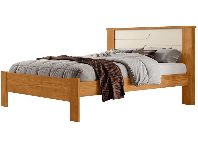 Cama de Casal Conquista Móveis Pérola Cinamomo e Off-White Cama de Casal Conquista Móveis Pérola Cinamomo e Off-White