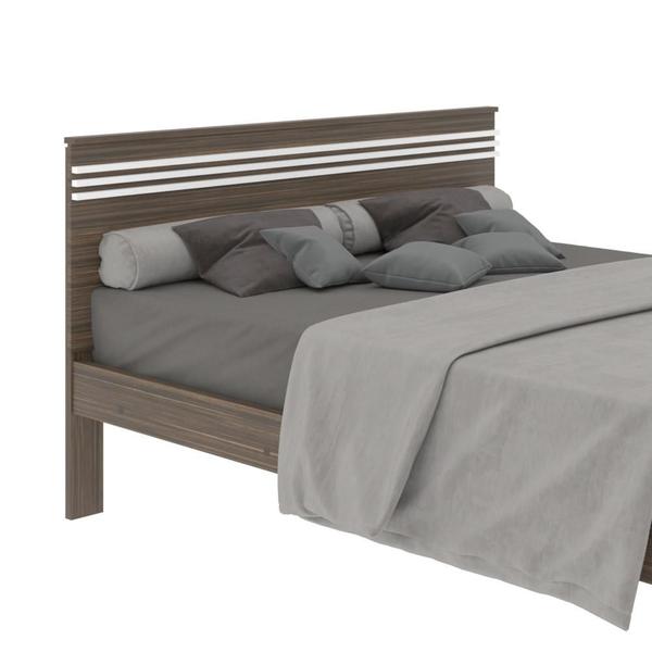 Imagem de Cama de Casal Grande 195 cm Com Cabeceira Quarto Adulto Nogal Marrom Madeira Branco