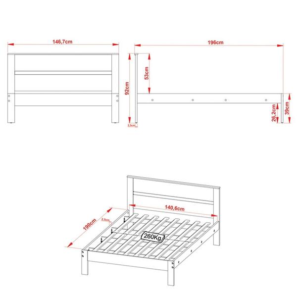 Imagem de Cama de Casal Madeira CM8005 Nogal/Branco - Tecno Mobili