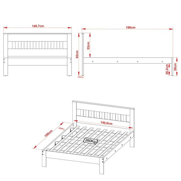 Imagem de Cama de Casal Madeira CM8007 Amêndoa/Branco - Tecno Mobili