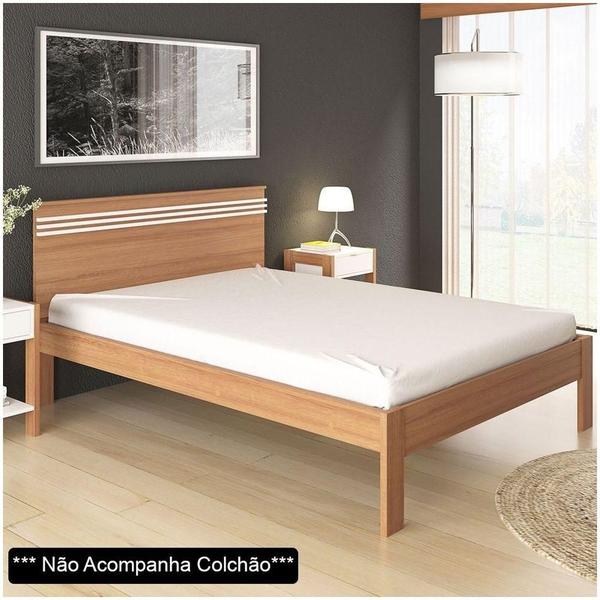 Imagem de Cama De Casal Madeira Cm8009 Amêndoa/branco