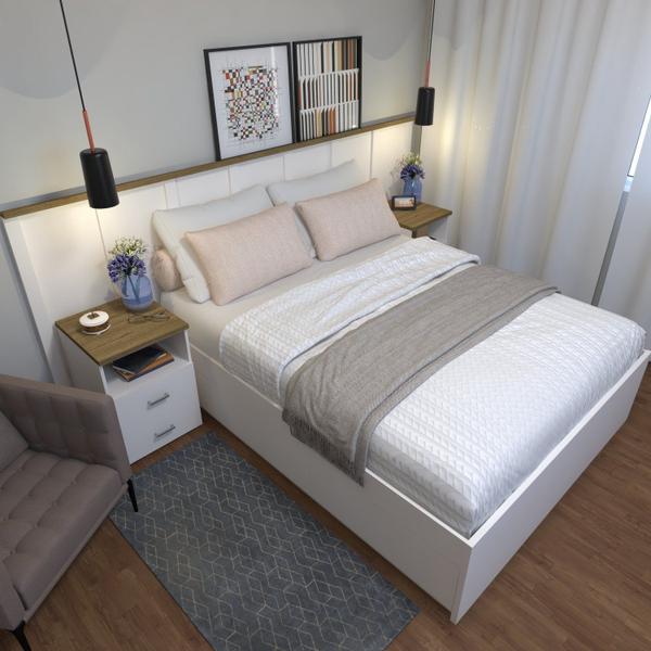 Imagem de Cama de Casal Mista Yescasa 193cm X 144cm X 45cm Branco