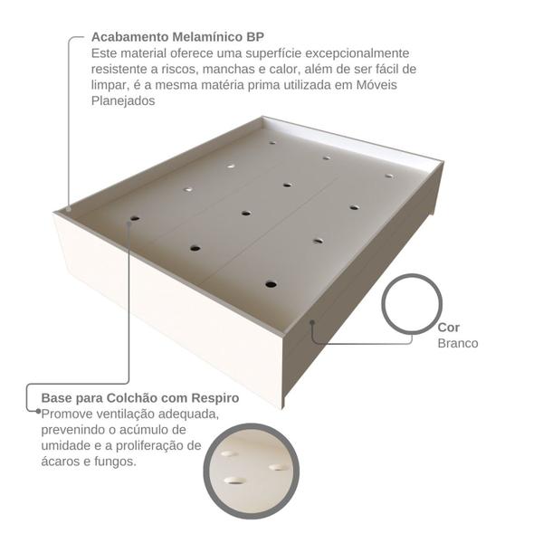 Imagem de Cama de Casal Mista Yescasa 193cm X 144cm X 45cm Branco