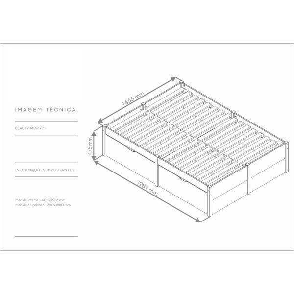 Imagem de Cama de Casal Multifuncional Diamond Madeira Maciça - Amêndoa