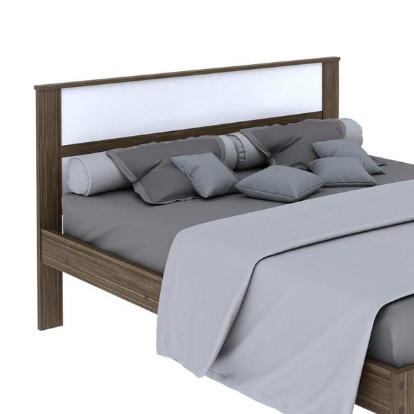 Imagem de Cama de Casal para Colchão 138 x 188 cm Multimóveis CR35009 Nogal/Branca