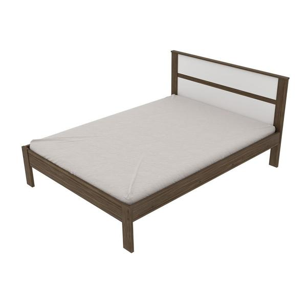 Imagem de Cama de Casal para Colchão 138 x 188 cm Multimóveis CR35009 Nogal/Branca