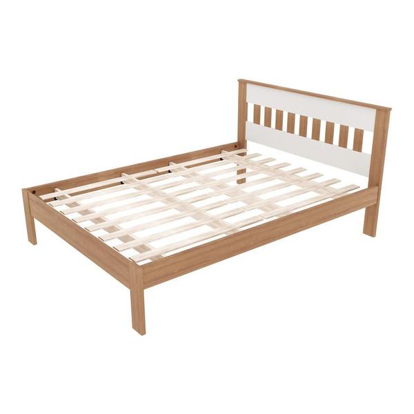 Imagem de Cama de Casal para Colchão 138 x 188 cm Multimóveis CR35011 Amendoa/Branca