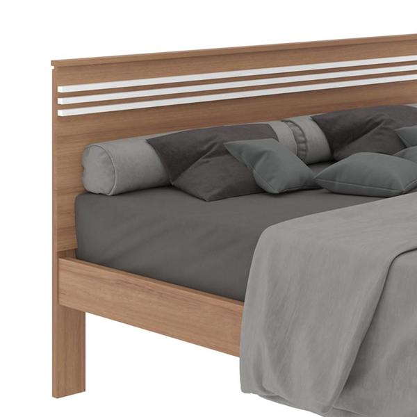 Imagem de Cama de Casal para Colchão 138 x 188 cm Multimóveis CR35013 Amendoa/Branca