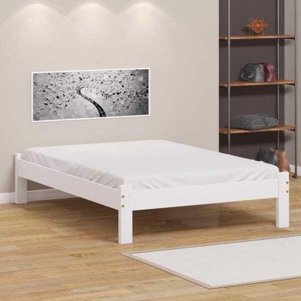 Imagem de Cama de Casal Turca de Madeira Maciça Reforçada Branco