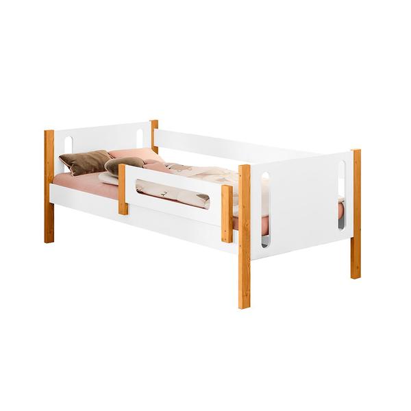 Imagem de Cama de Criança Infantil com Colchão Mirela com Grade de Proteção Branco/mel Acompanha Luminária Led