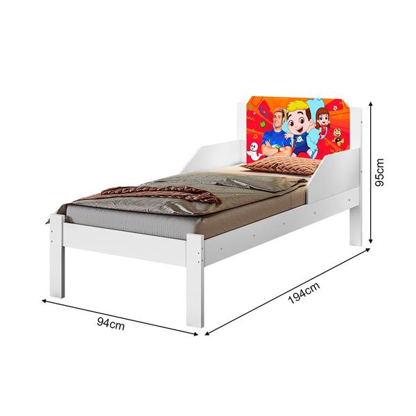 Imagem de Cama de Criança Infantil Solteiro Adesivada Neto Branco Acompanha Luminária Led