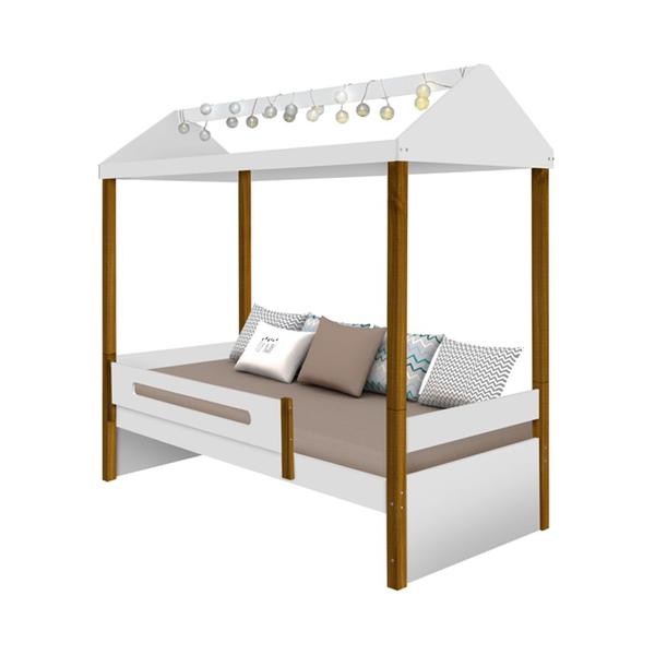 Cama de Criança Infantil Solteiro Design Montessoriana Sara com Led - Branco/amêndoa - DIVALOTO Imagem de Cama de Criança Infantil Solteiro Design Montessoriana Sara com Led - Branco/amêndoa