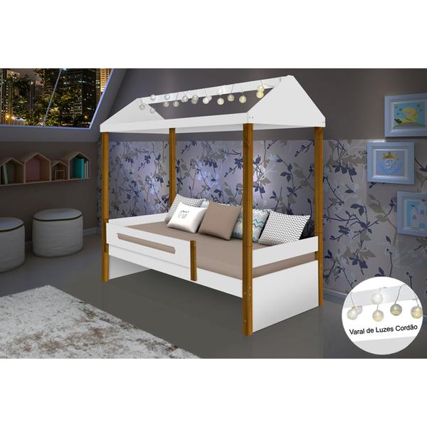 Cama de Criança Infantil Solteiro Design Montessoriana Sara com Led - Branco/amêndoa - DIVALOTO Imagem de Cama de Criança Infantil Solteiro Design Montessoriana Sara com Led - Branco/amêndoa