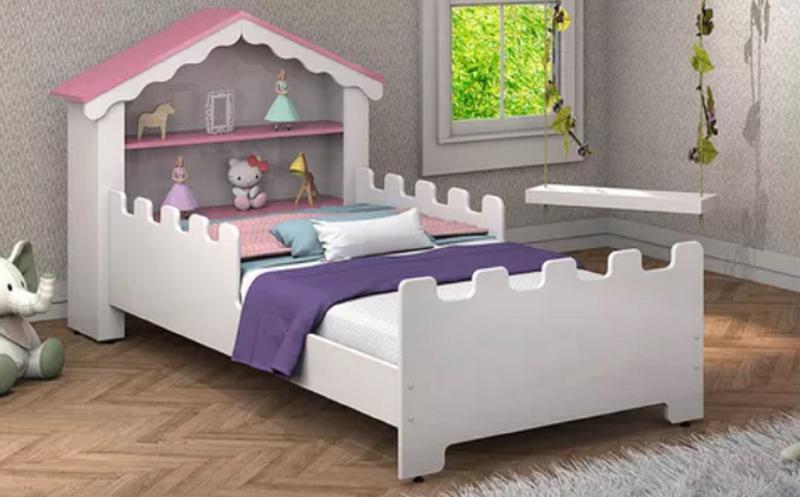 Imagem de Cama de Criança Magia Design Casinha Branco/Rosa