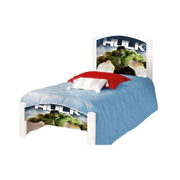 Imagem de Cama de Criança Solteiro Infantil Hulk Adesivada com Colchão 