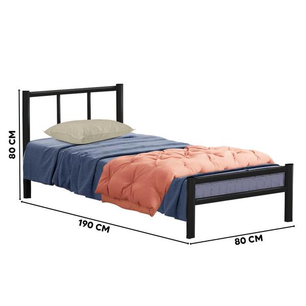 Imagem de Cama De Ferro Tubular Solteiro 78 Resistente Laís Preto Primoart