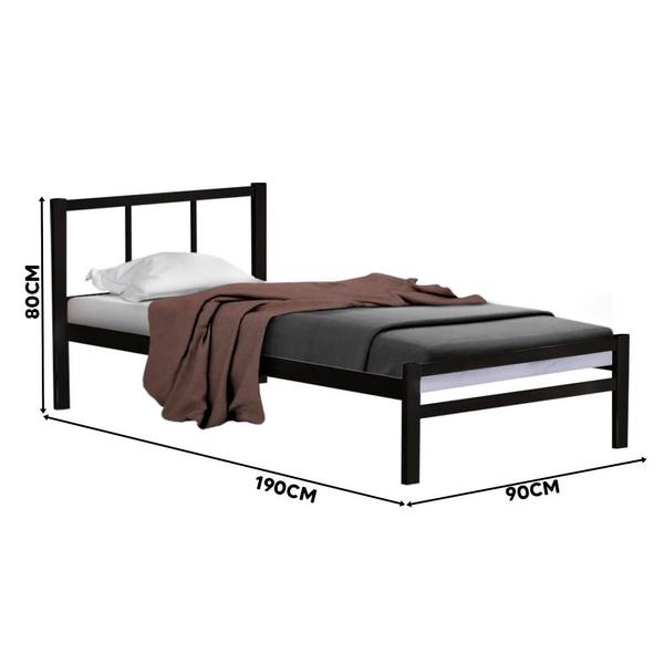 Imagem de Cama De Ferro Tubular Solteiro 88 Resistente Laís Preto Primoart Com Colchão Probel D20