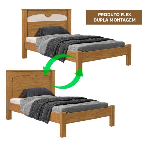 Imagem de Cama De Solteiro 100% MDF Com Colchão Cinamomo Off White Flex Pilut Shop JM