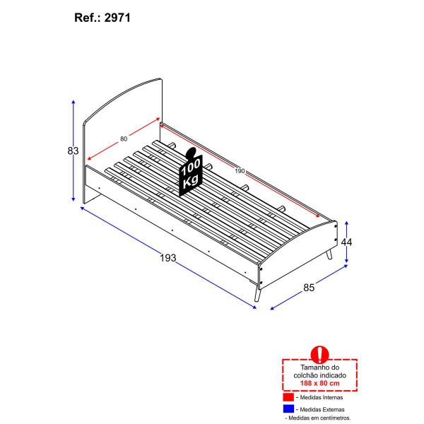 Imagem de Cama de Solteiro 100% MDF Doçura Multimóveis Branco/Cinza/Rosa