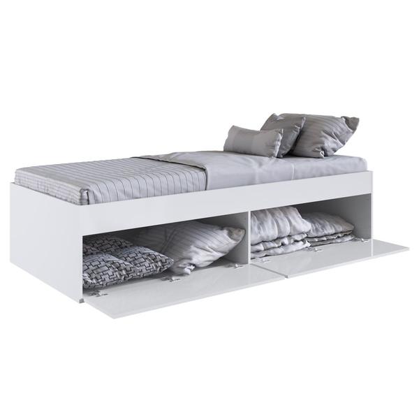 Imagem de Cama de Solteiro 80cm Com 4 Portas Tókio A05 Branco - Mpozenato