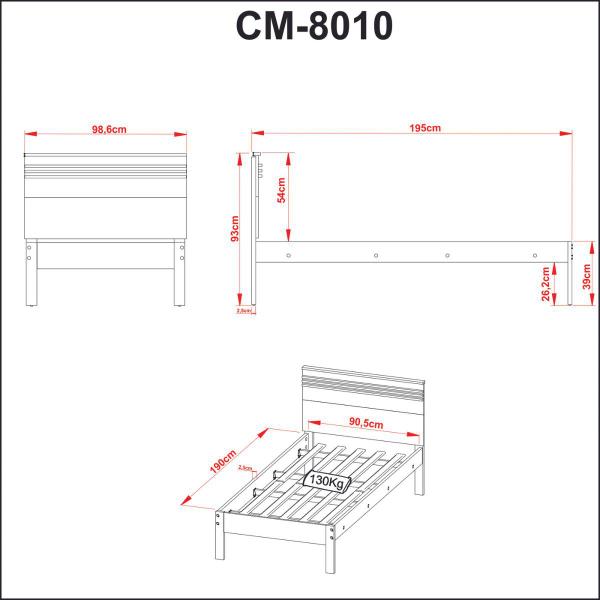 Imagem de Cama de Solteiro 98,6x195cm Amêndoa Tecno Mobili