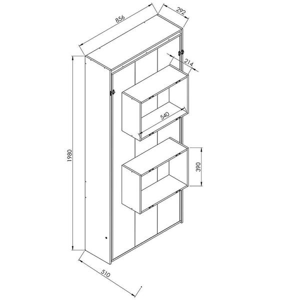 Imagem de Cama de Solteiro Articulável Vertical 80cm com Nichos Branca