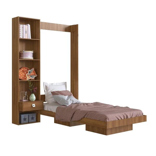 Cama de Solteiro Articulável Vertical com Estante Vancouver Art In Móveis Marrom Imagem de Cama de Solteiro Articulável Vertical com Estante Vancouver Art In Móveis Marrom