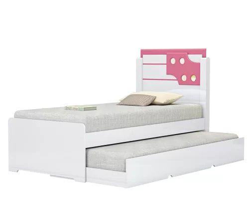 Imagem de Cama De Solteiro Bibox Luiza Branco/Rosa - Vitamov