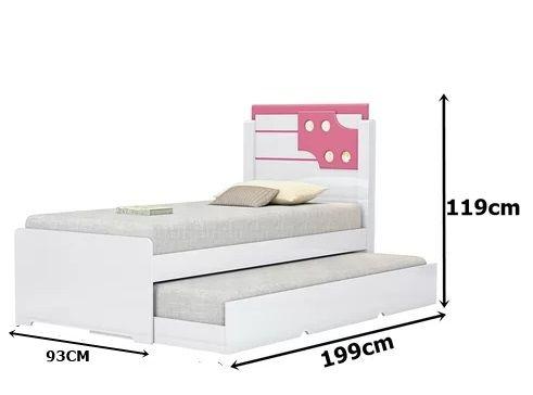 Imagem de Cama De Solteiro Bibox Luiza Branco/Rosa - Vitamov