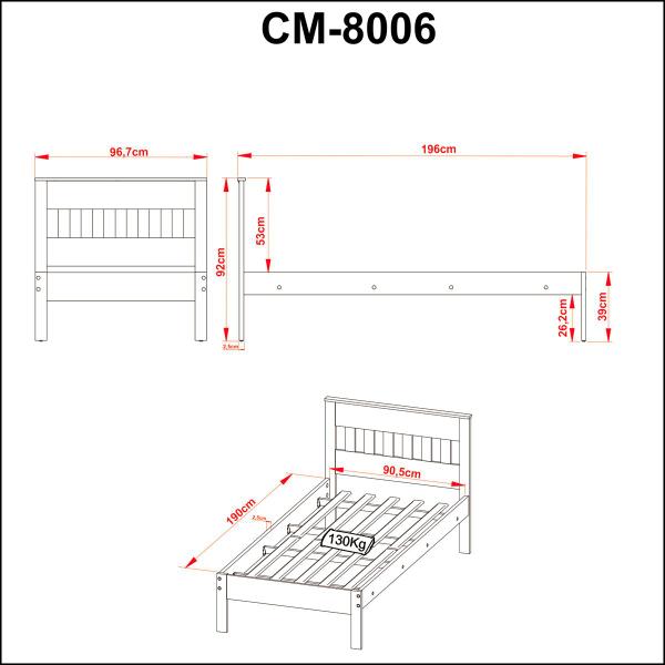 Imagem de Cama de Solteiro Branco Cm8006 - Tecno Mobili