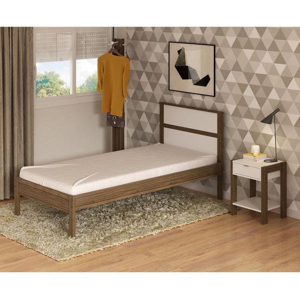 Imagem de Cama de Solteiro CM8004 Para Colchão de 88cm Nogal/Branco Tecnomobili