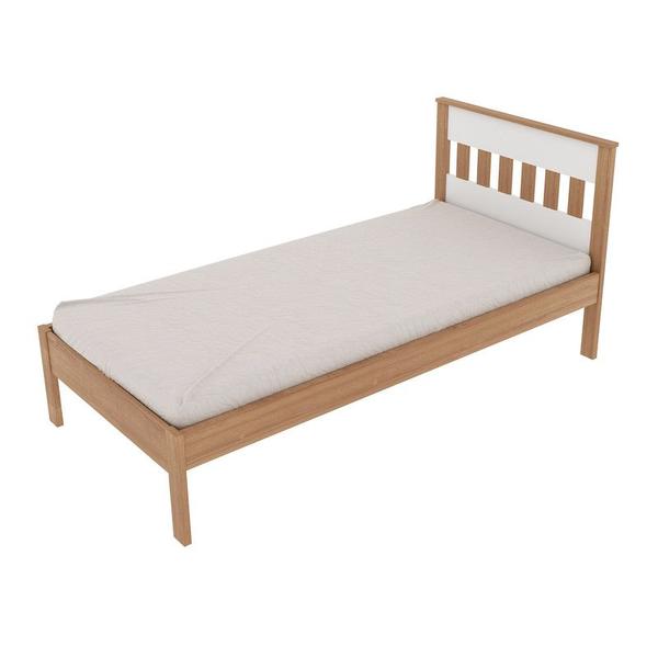 Imagem de Cama de Solteiro CM8006 Para Colchão de 88cm Amêndoa/Branco Tecnomobili