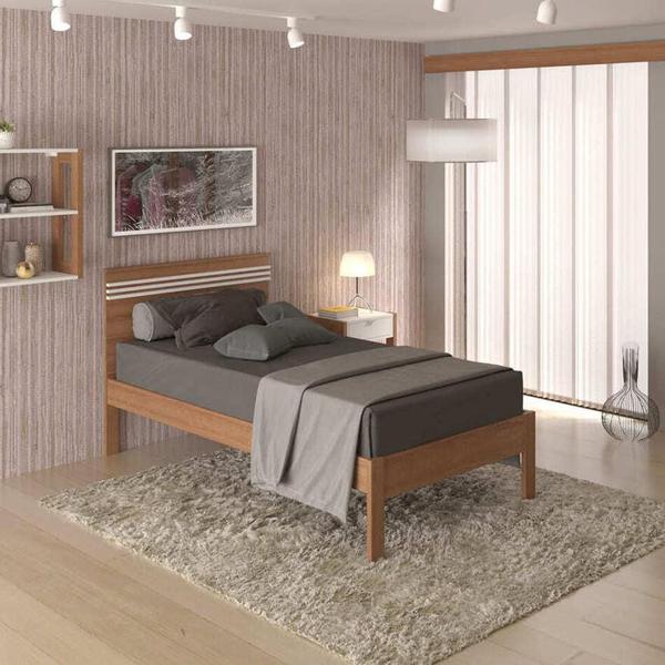 Imagem de Cama de Solteiro CM8010 Amêndoa/Branco Tecnomobili