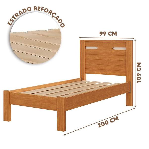 Imagem de Cama de Solteiro com Cabeceira Nature Off White 100% MDF