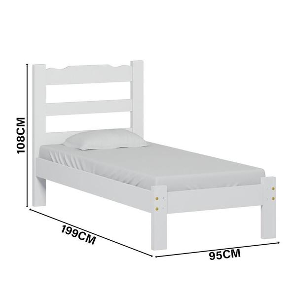 Cama De Solteiro Em Madeira Maciça Com Colchão Branco Nemargi Imagem de Cama De Solteiro Em Madeira Maciça Com Colchão Branco Nemargi