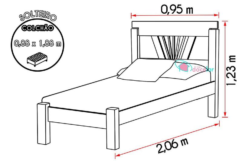 Imagem de Cama de Solteiro em Madeira Maciça Gabriela Cor Imbuia