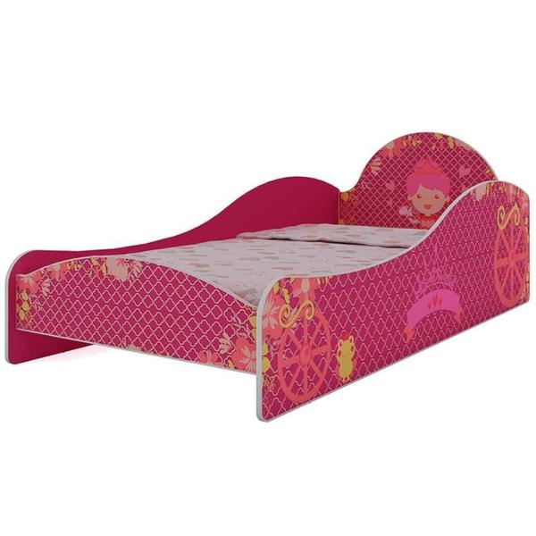 Imagem de Cama de Solteiro Gelius Princesa Rosa MDF 76x94,5x196,5cm