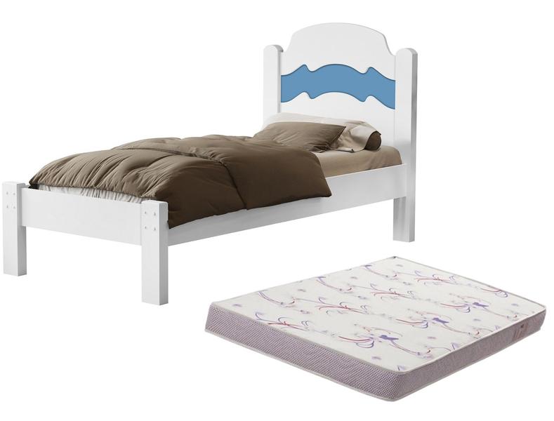 Imagem de Cama de Solteiro Iris Tradicional Moderna MDF Robusta Com Pés para Quarto varias cores Com Colchão Top